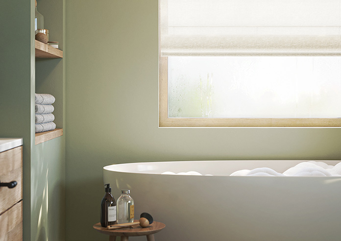 Pesaro Stripe Voile, White - Motorised Roman Blind - Image 5